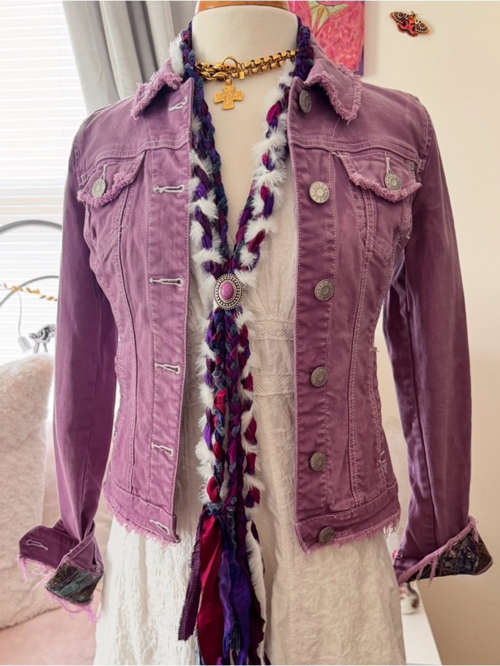 Guess by Marciano Lavender-Pink Washed Denim Jacket